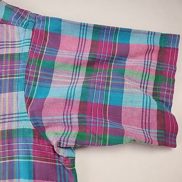 VTG Gant Salty Dog Plaid Half Sleeve Button Down Shirt Mens Large Spring Preppy - Picture 6 of 12